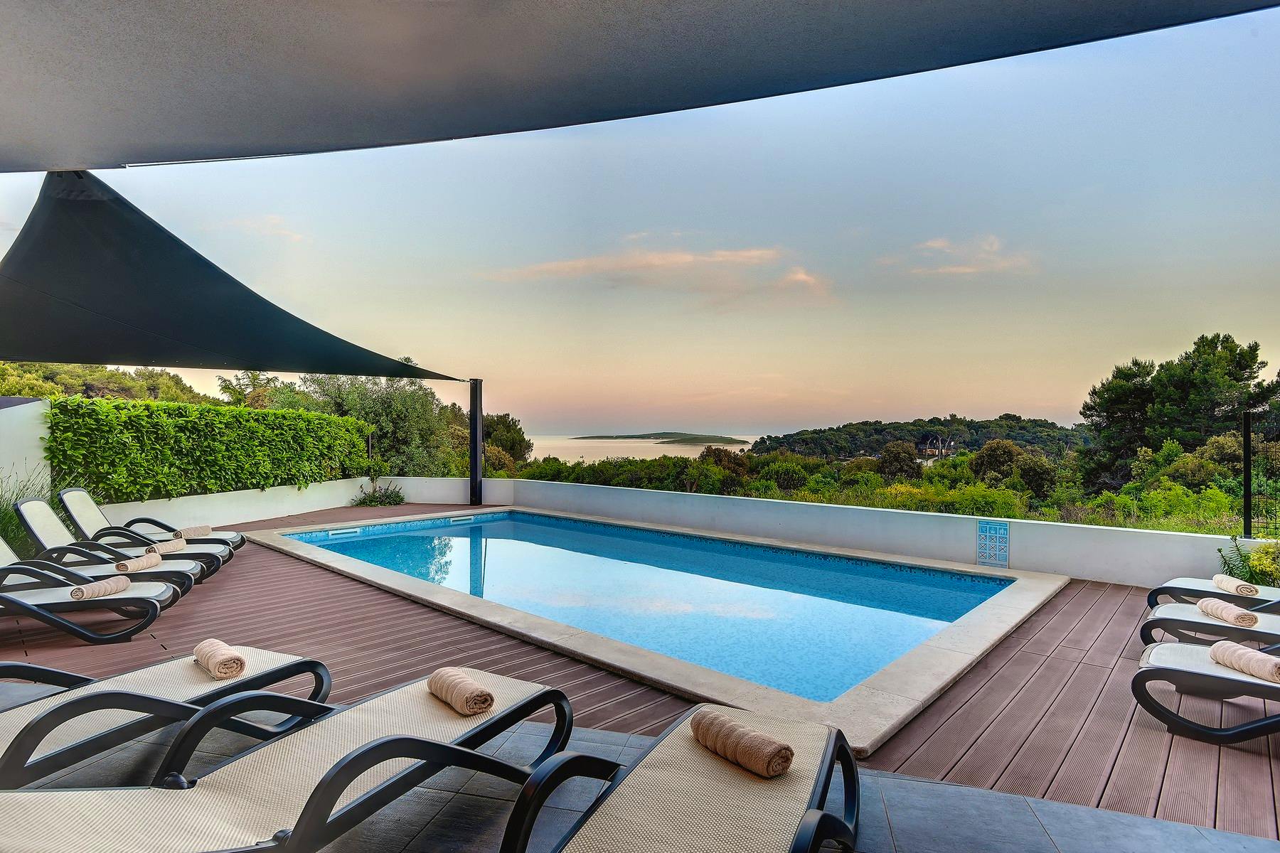 Stunning view from the terrace with swimming pool
