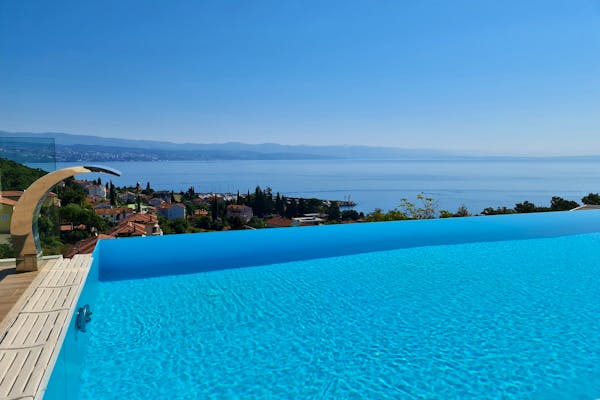 Stunning open sea view from the terrace with swimming pool
