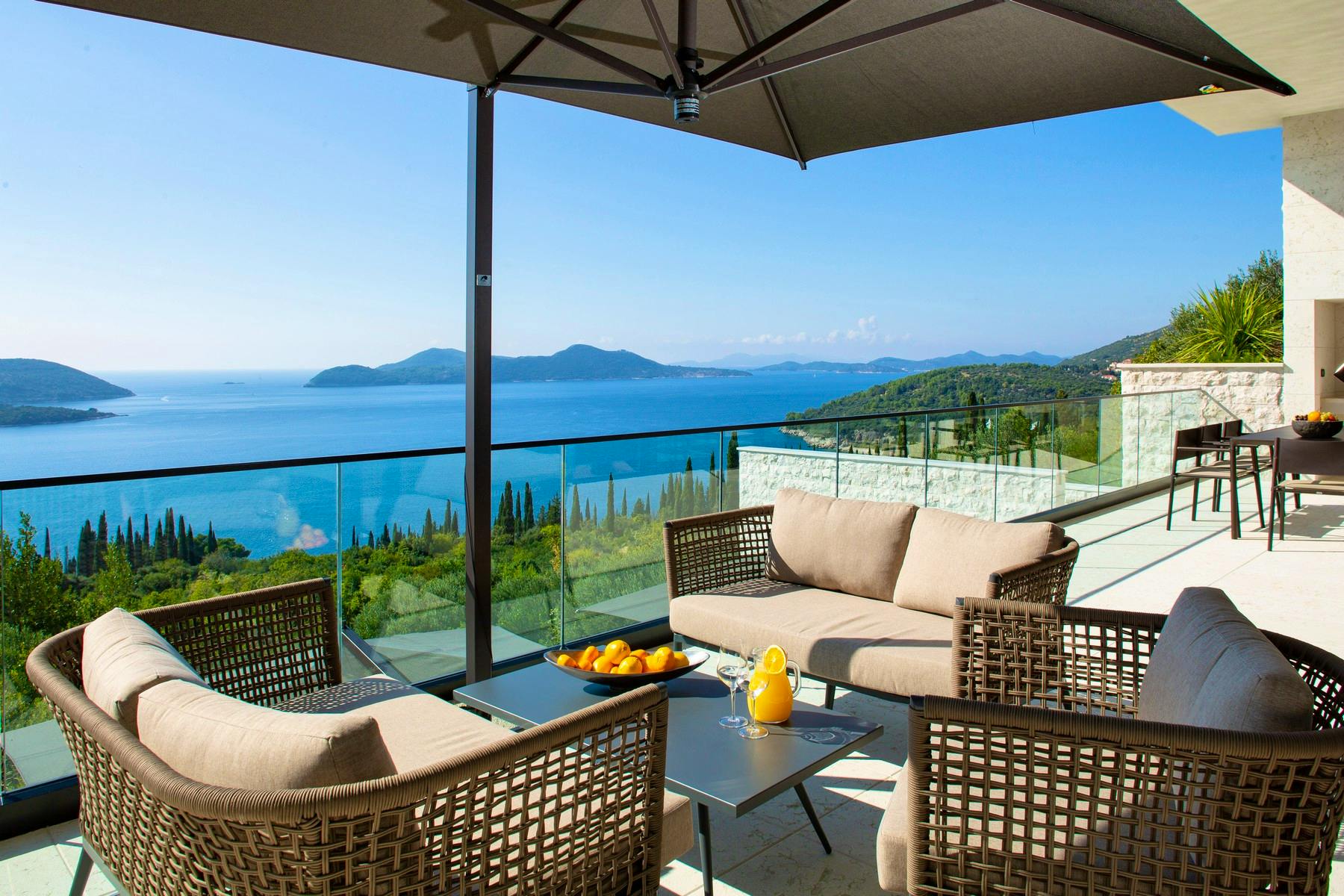 Lounge area boasting panoramic sea view