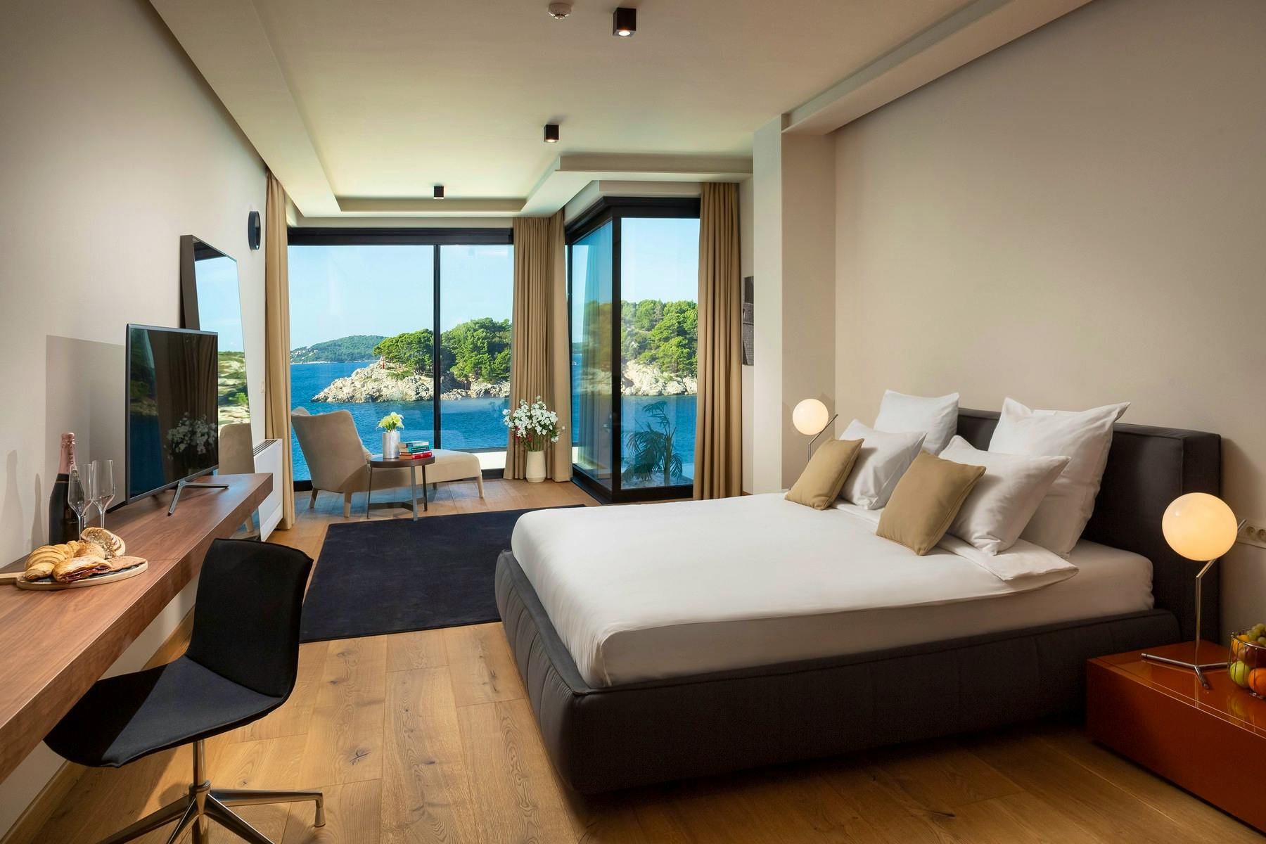 Double bedroom provides superb sea view 
