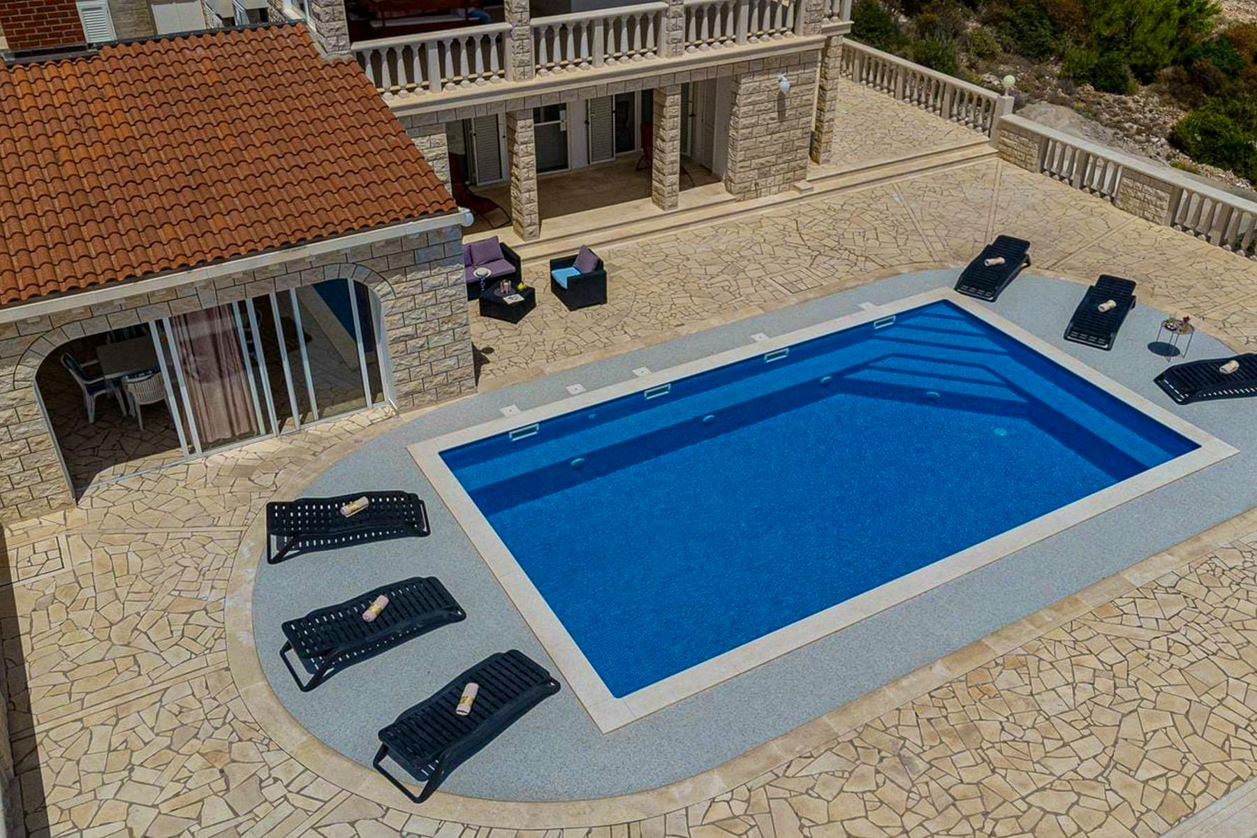 Well-arranged poolside area