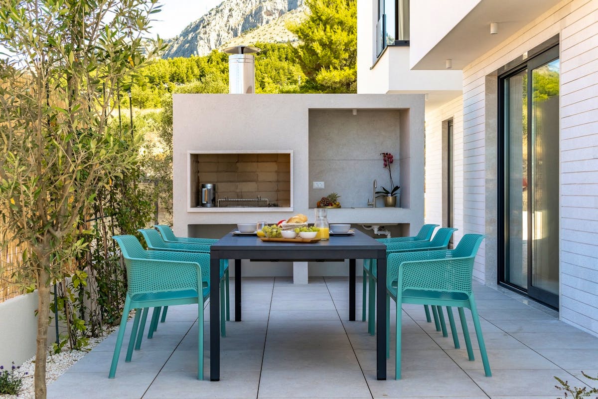 Outdoor kitchen with dining area