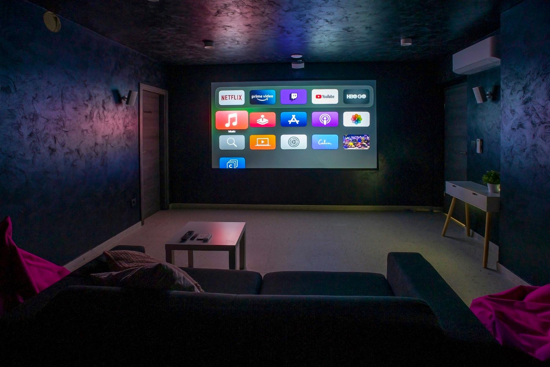 Cinema and entertainment room in the basement