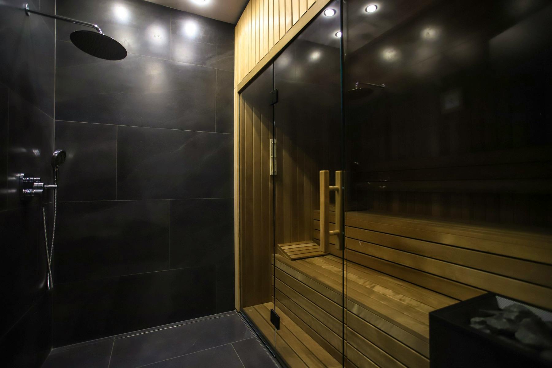 Sauna with a shower