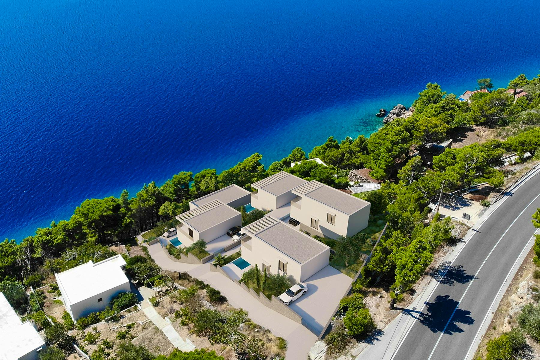 Visualizations of villas with spectacular sea view near Omiš