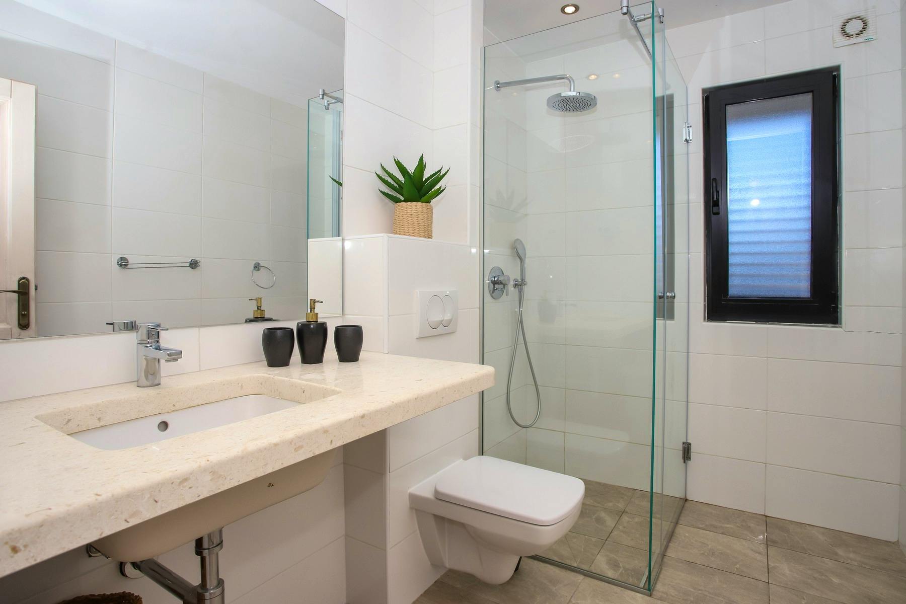 Spacious bathroom with walk-in shower