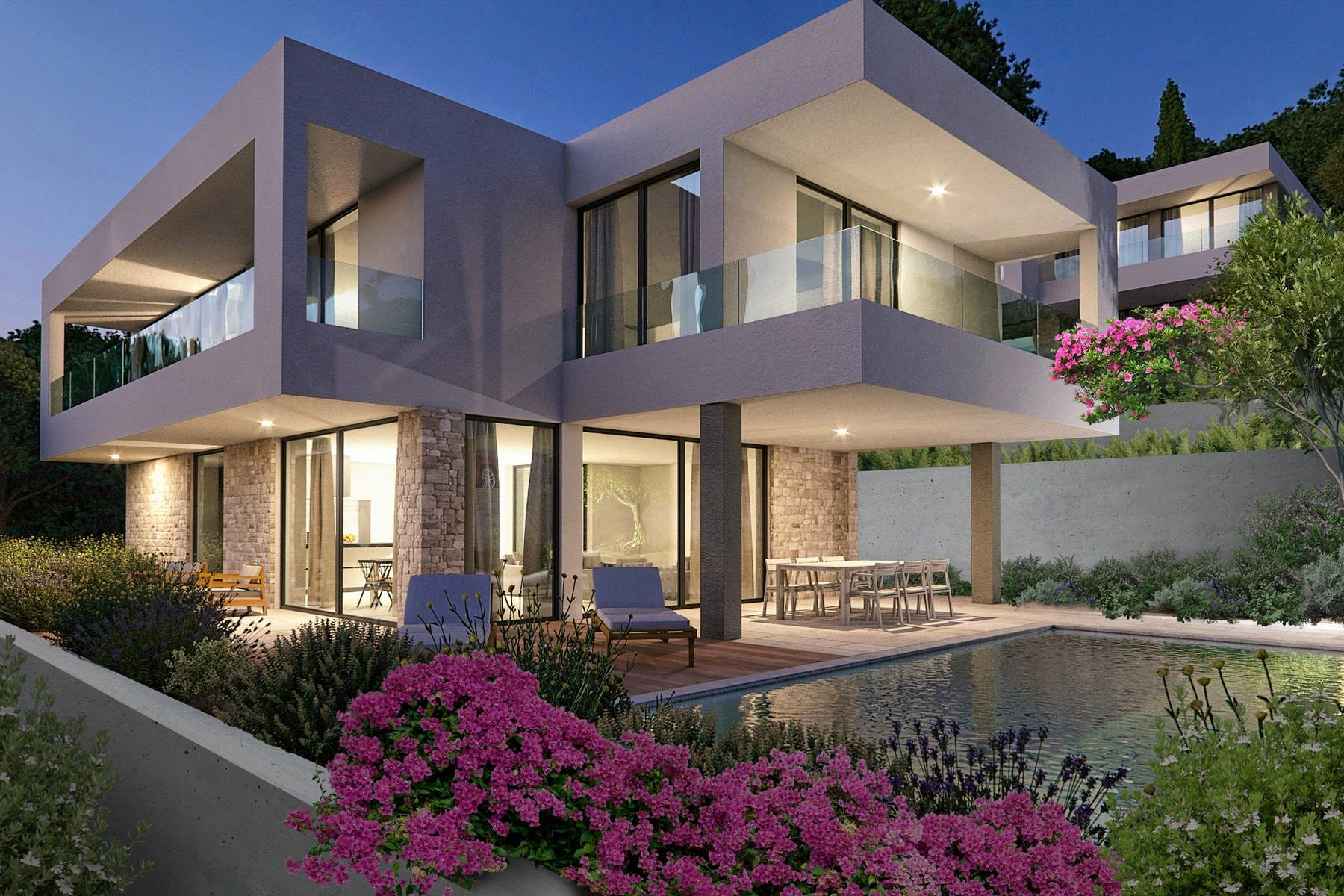 Contemporary villas with swimming pool and Mediterranean garden