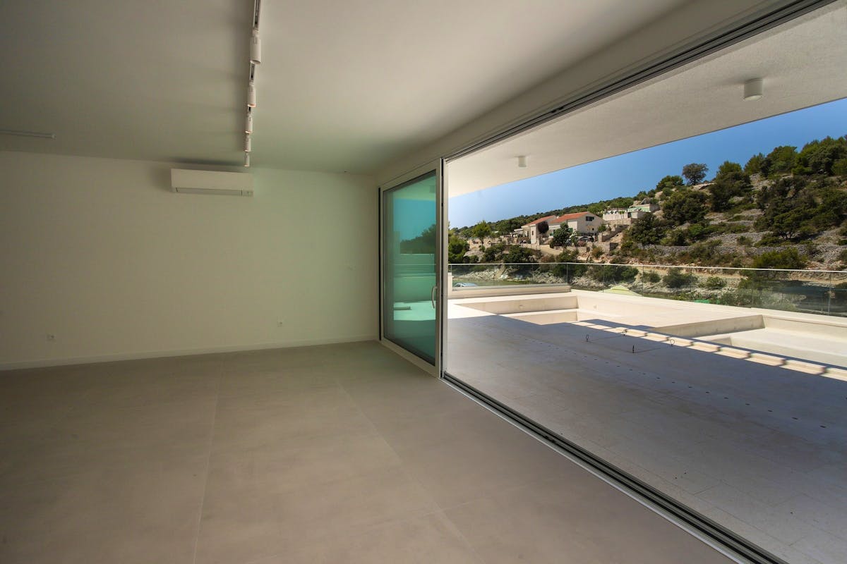 Open concept living space with sea view