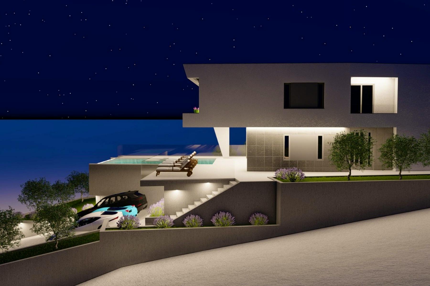 Visualization of the modern villa near Split
