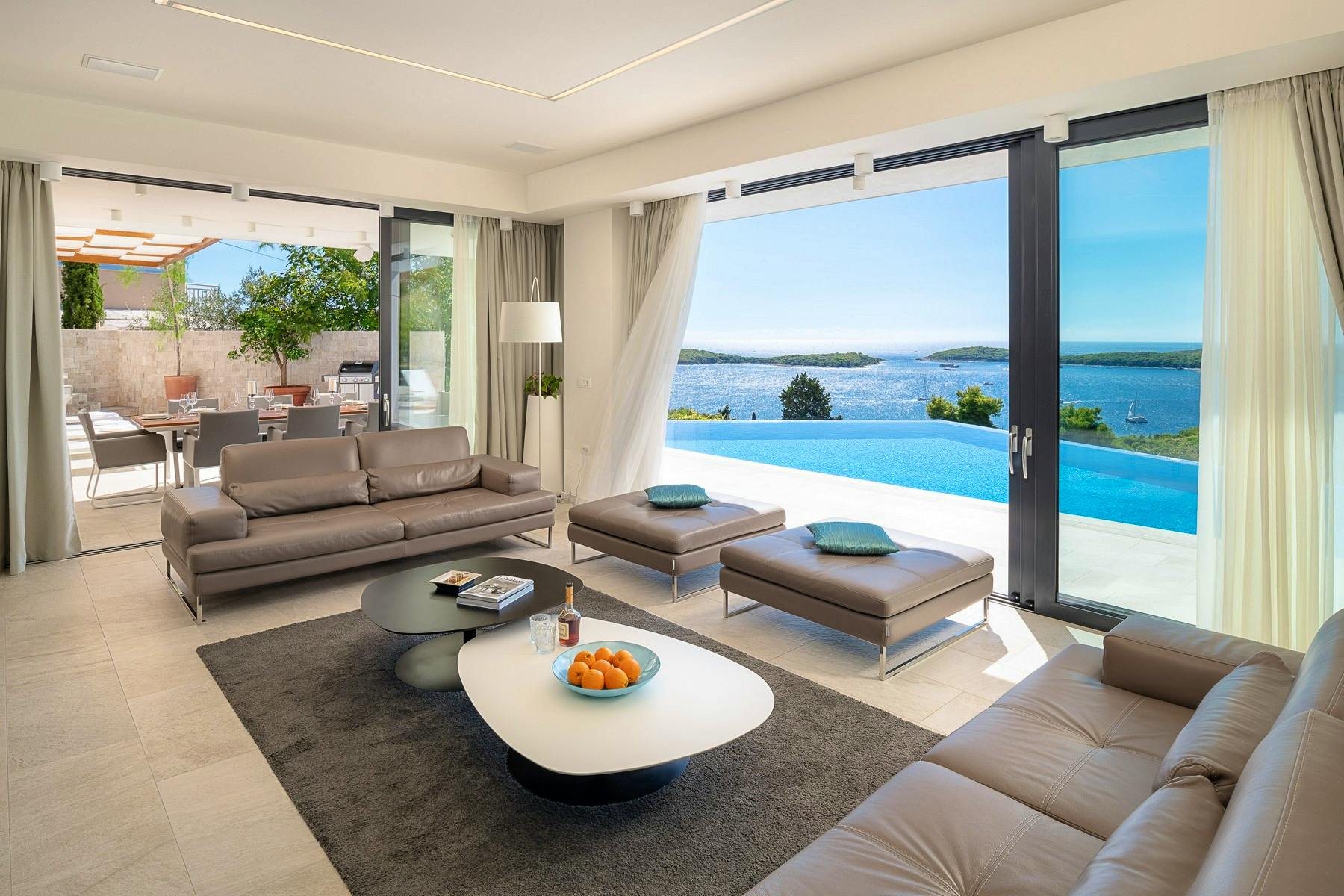 Luxury living room with sea view