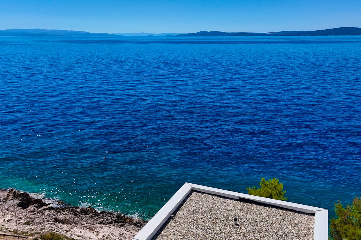 Luxury seafront villa with swimming pool and open sea view near Trogir for sale