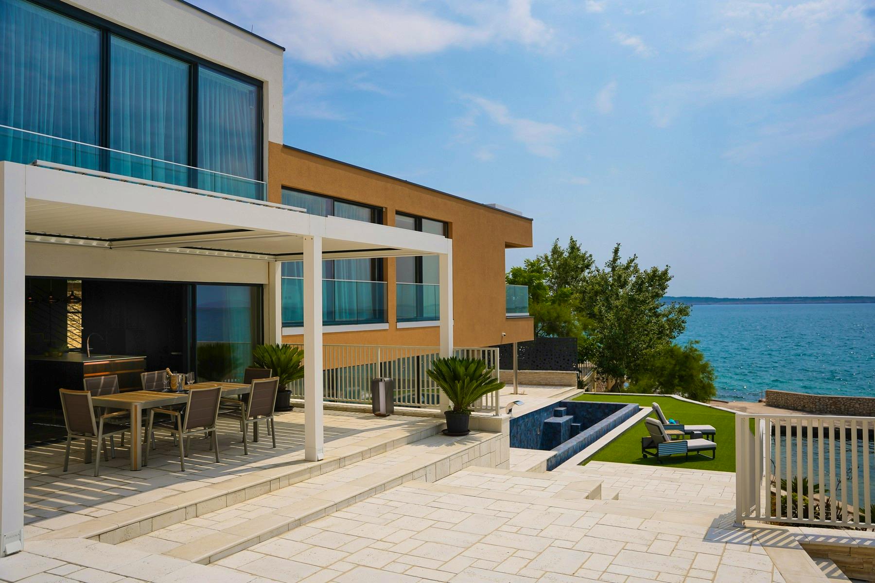 Newly built modern villa with open sea view
