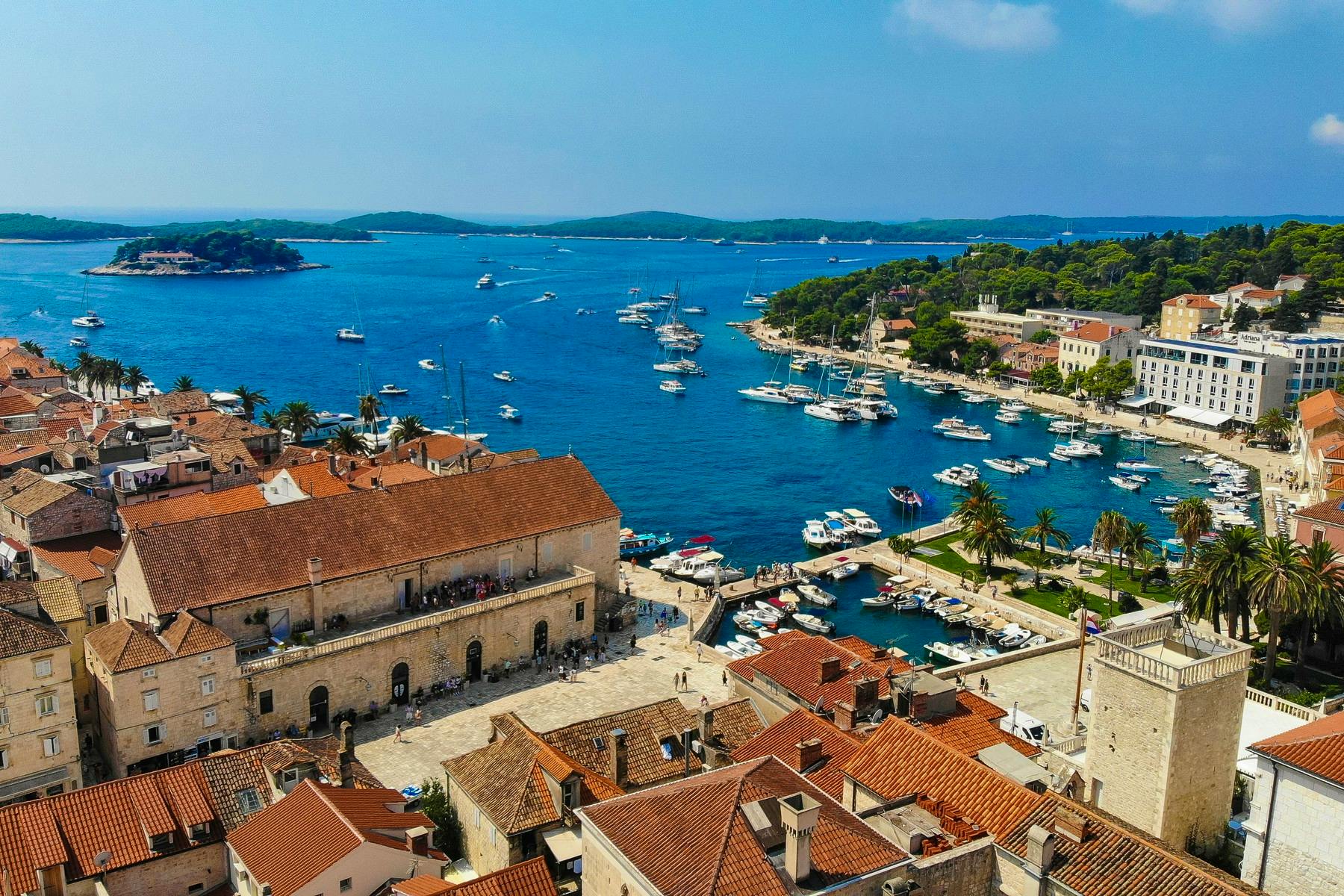 Spectacular view of Hvar town and Pakleni islands
