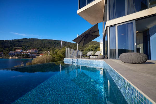 Newly built seafront modern villa with swimming pool on Korčula for sale