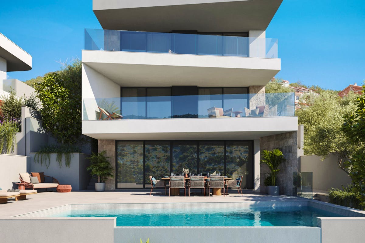 Vizualizacija moderne vile s bazenom