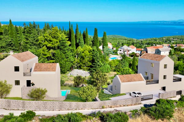 Visualizations of 2 villas with open sea view on Hvar