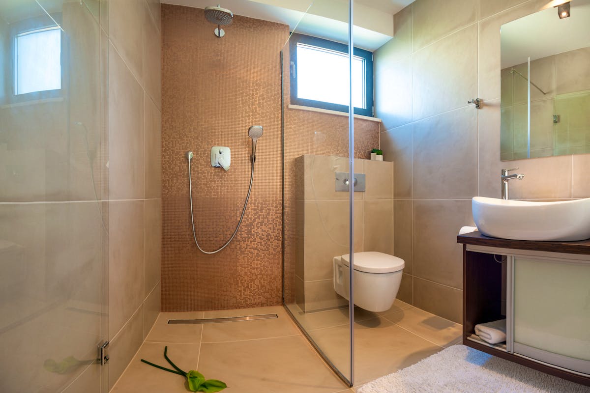 Spacious bathroom with walk-in shower