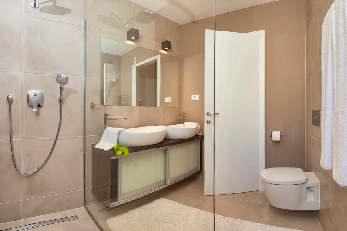 Modern bathroom with double sink