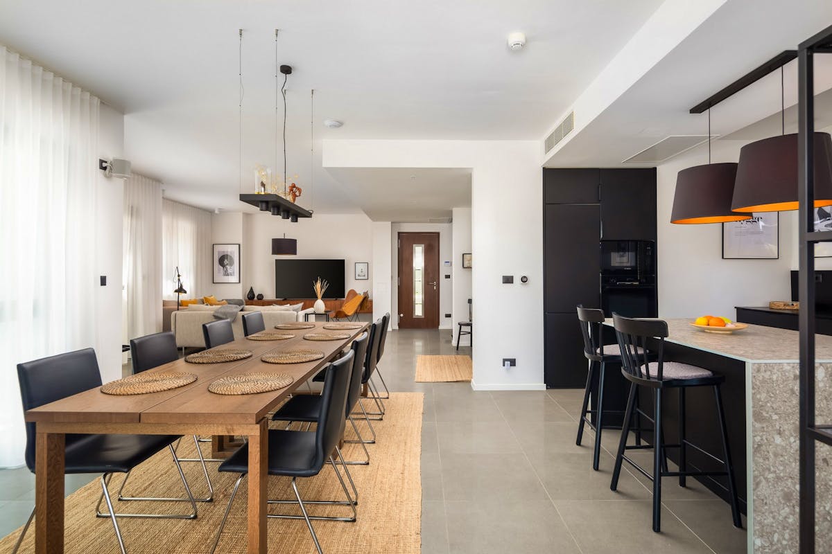 Fully fitted kitchen with dining area