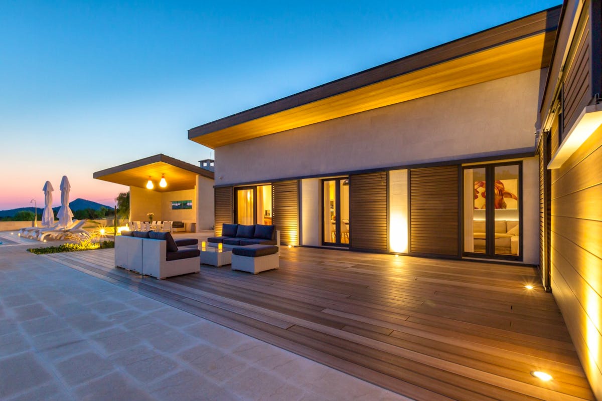 Spacious terrace of the villa with lounge area