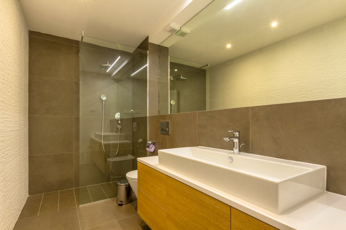 Spacious bathroom with walk-in shower