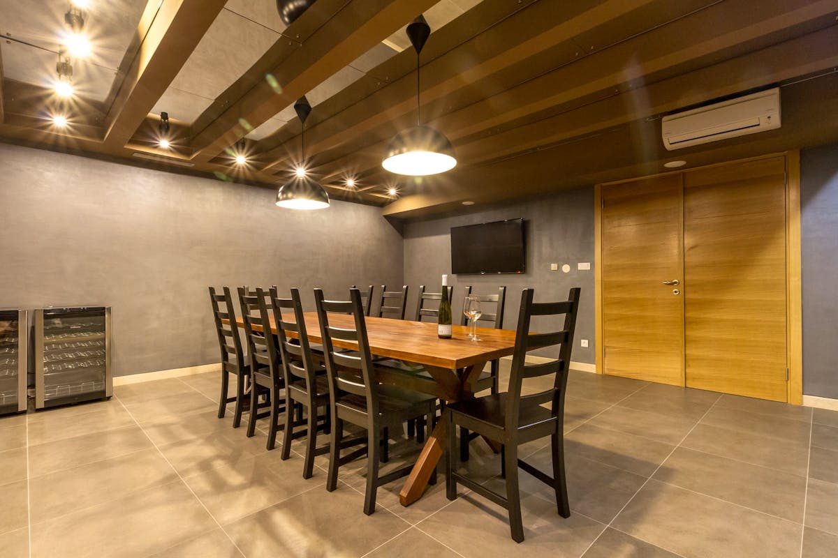Dining room with a small wine cellar