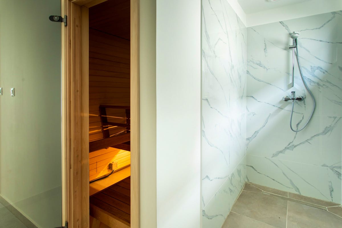 Sauna with shower