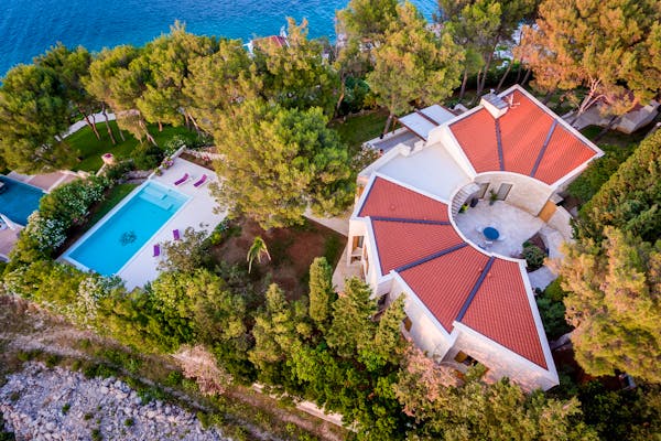 Unique seafront villa with pool and garden on Brač for sale