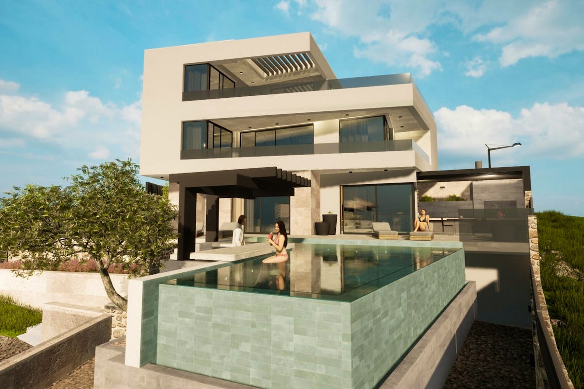 Contemporary villa with infinity pool near Rogoznica for sale