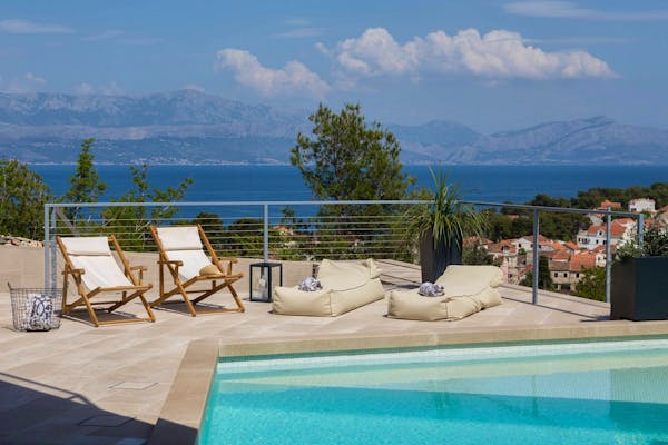 Terrace with swimming pool overlooking the sea