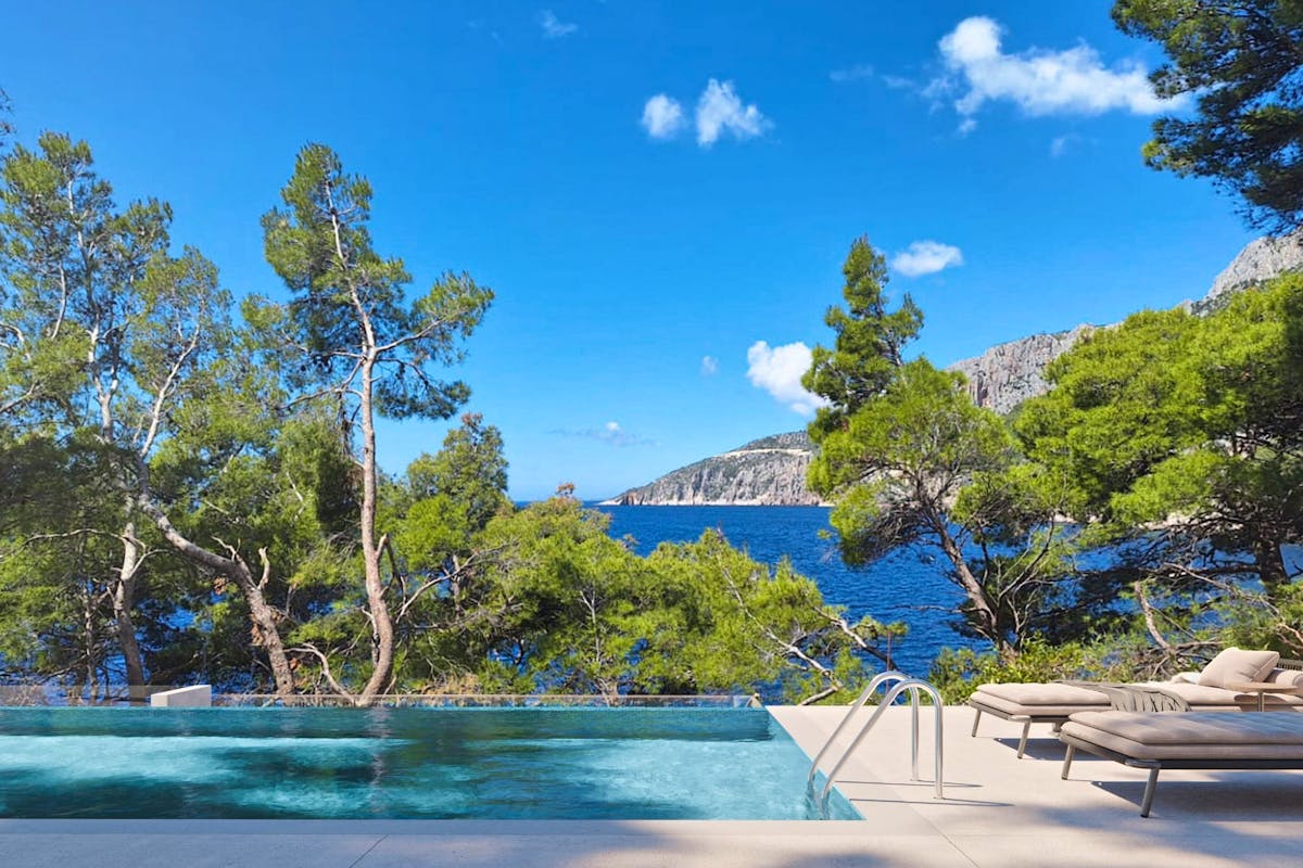 Spektakularan pogled na more s terase s bazenom