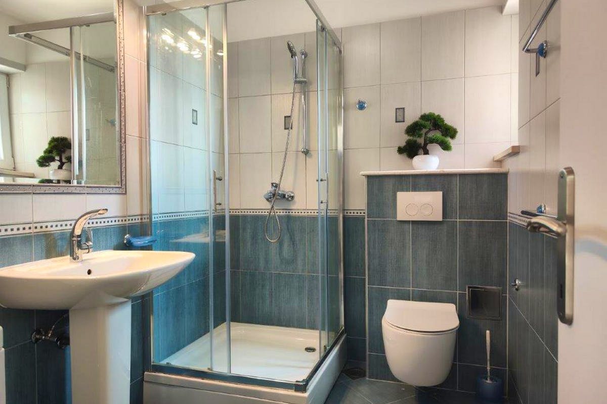 Elegant bathroom with walk-in shower