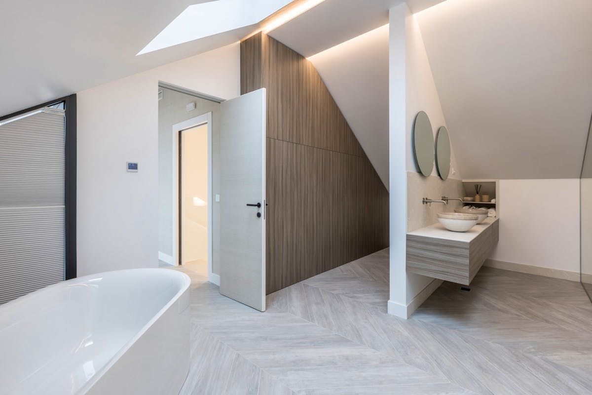 Elegant bathroom with walk-in shower