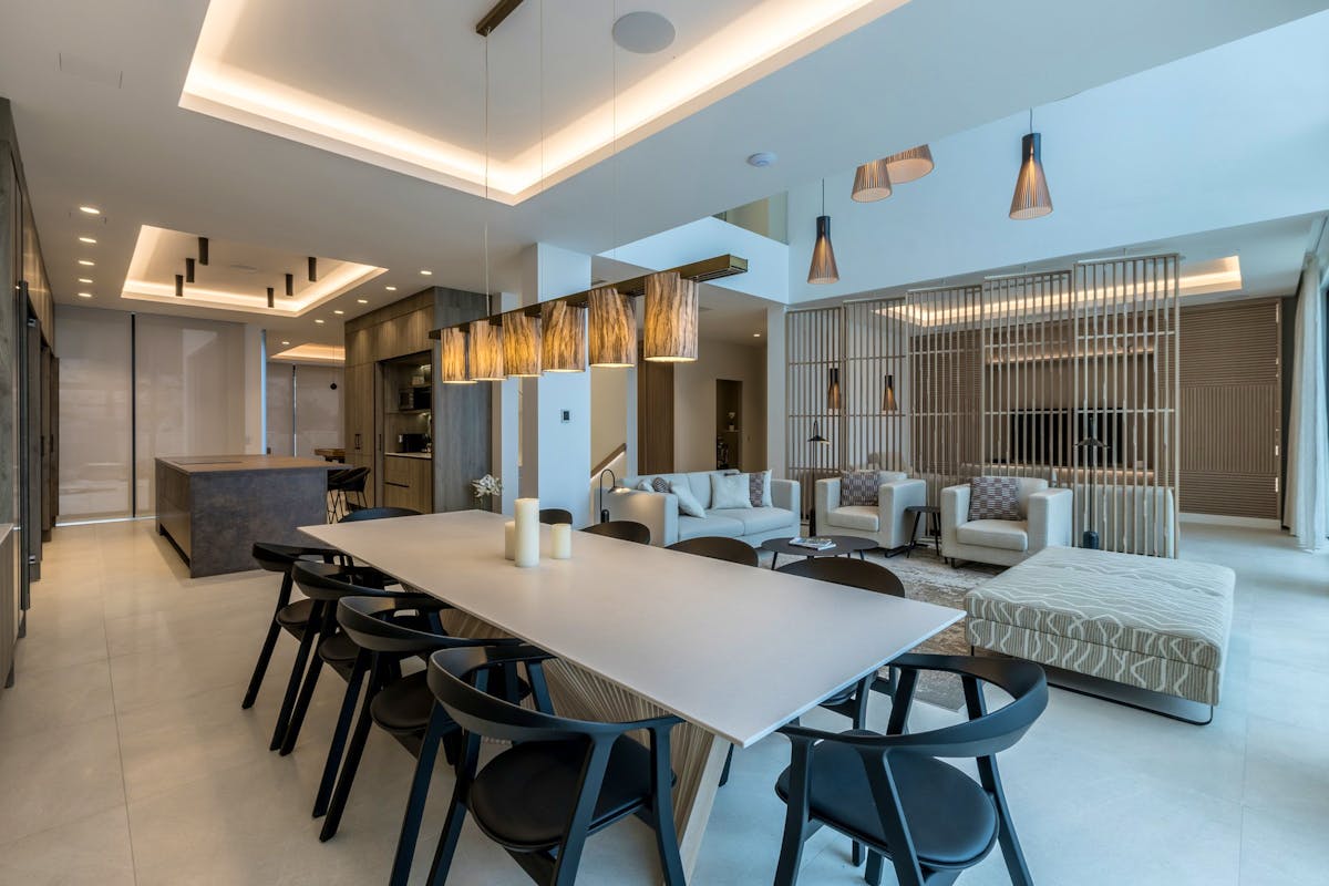 Stylish kitchen with dining area