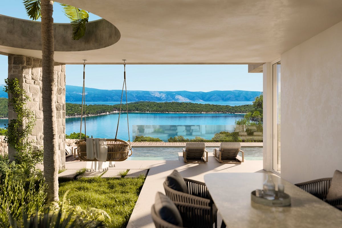 Open sea view from the luxurious and spacious seafront villa for sale