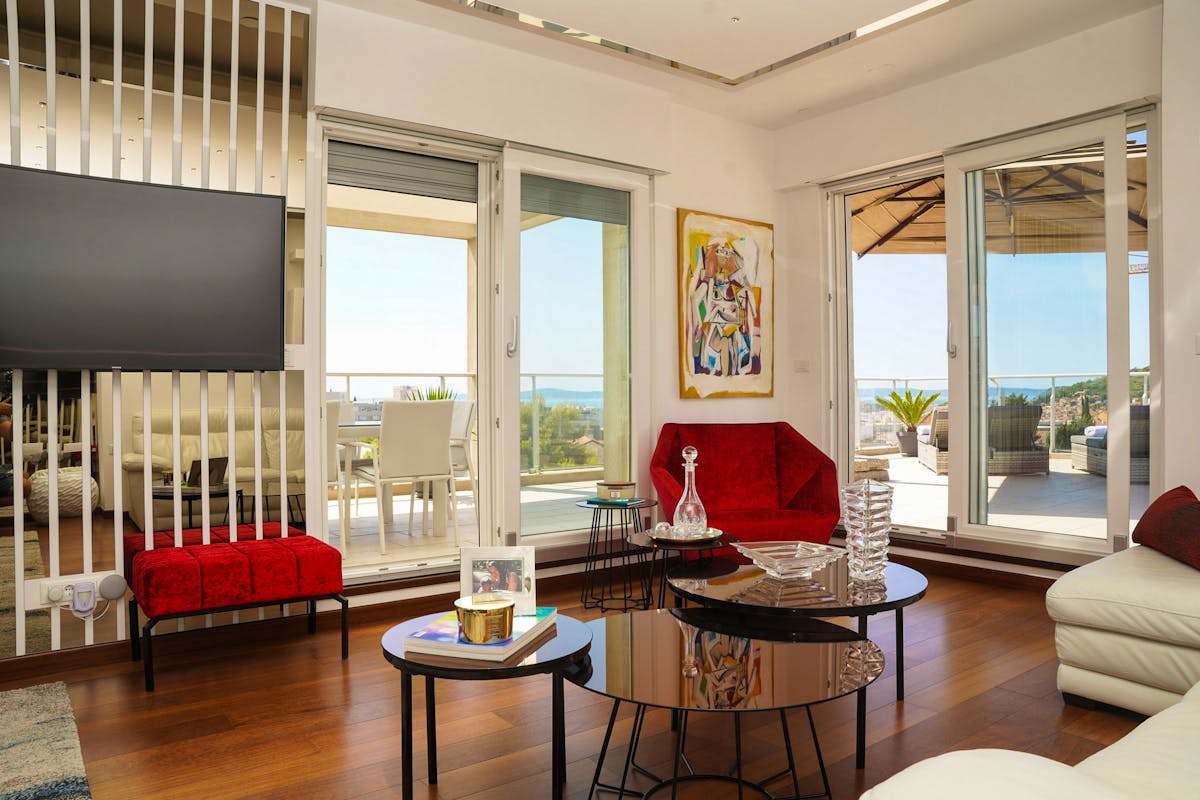 Spacious living area with access to the terrace