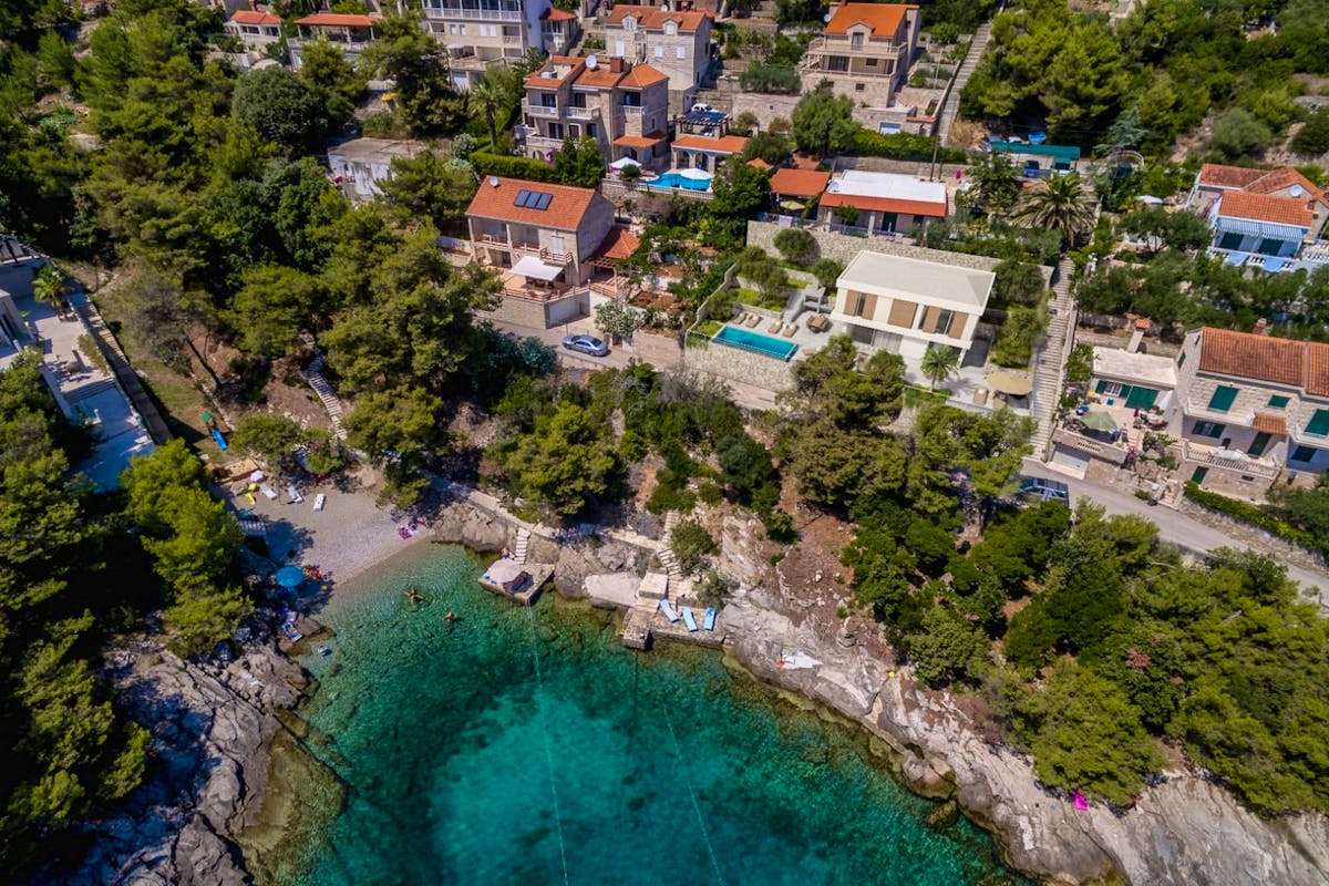 Seafront stone villa with swimming pool on Brač for sale