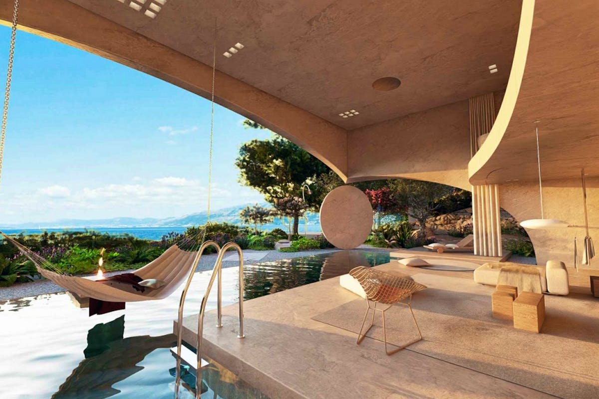 Terrace with pool overlooking the sea