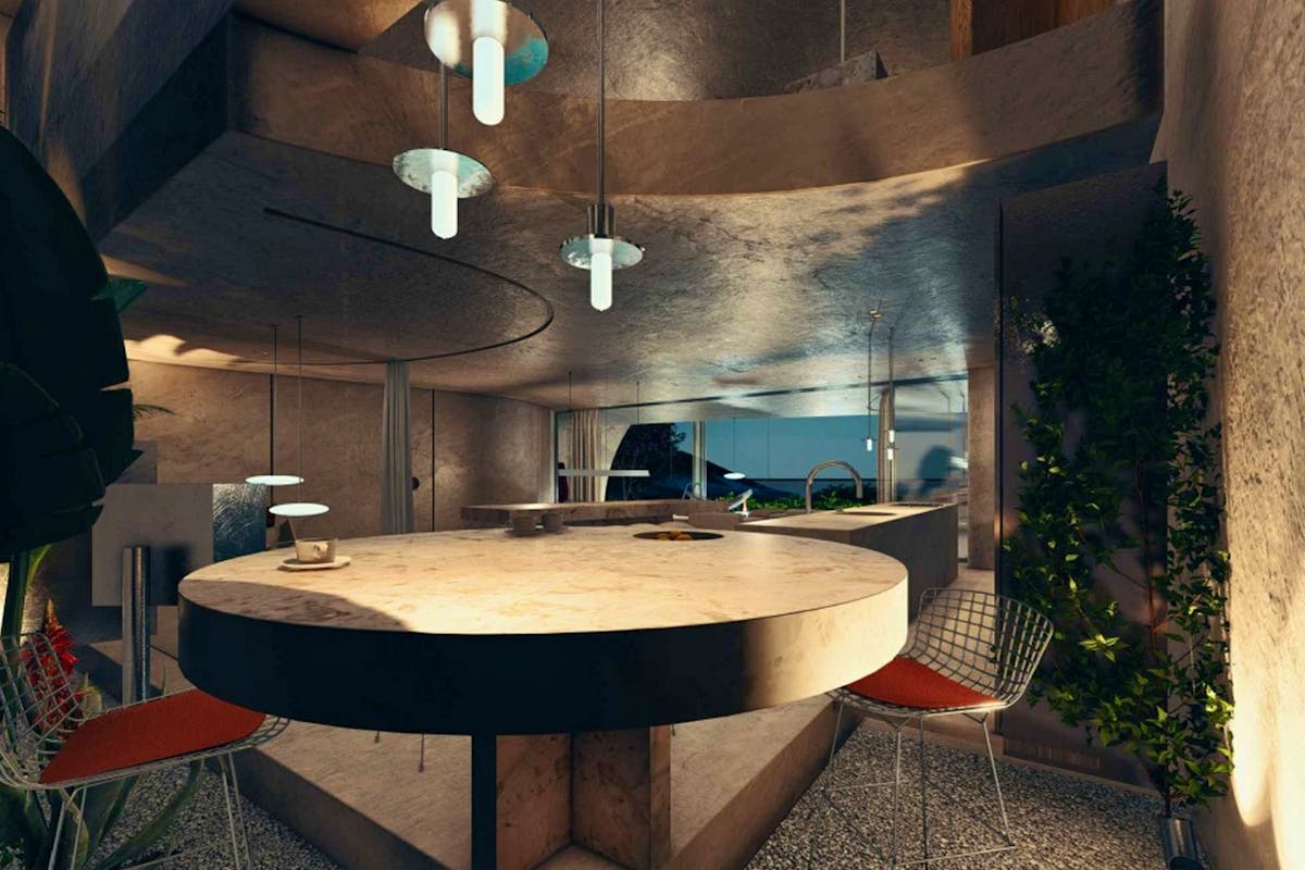 Dining area overlooking the sea