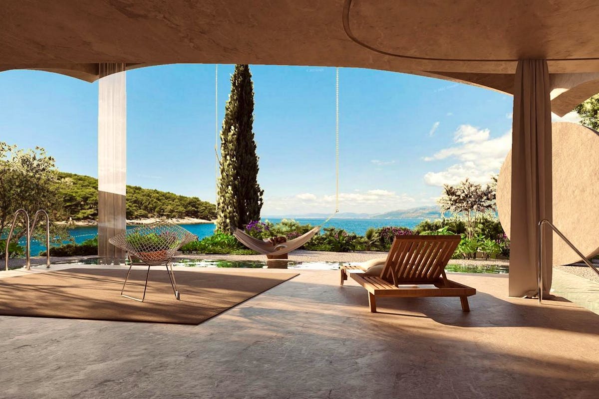 Seafront building plot with a project on Brac for sale