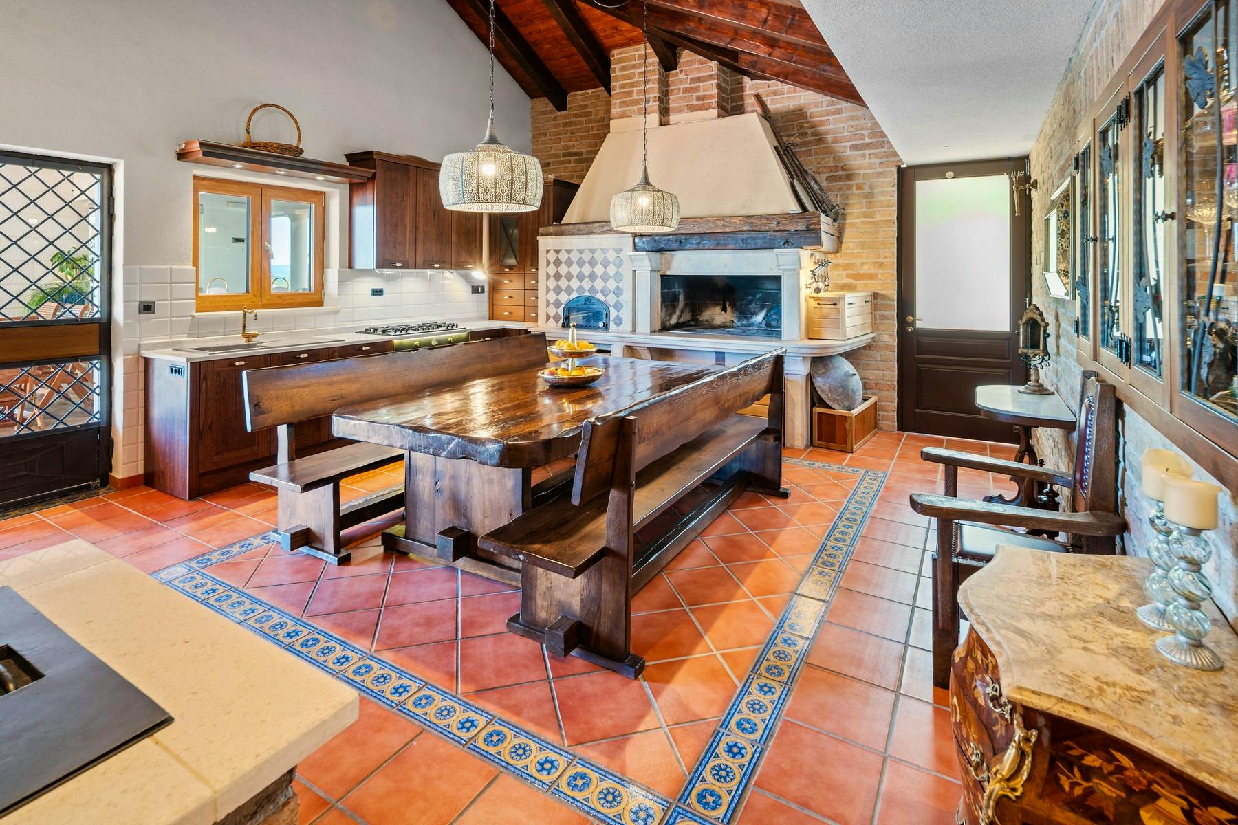 Traditional kitchen with fireplace and bread oven