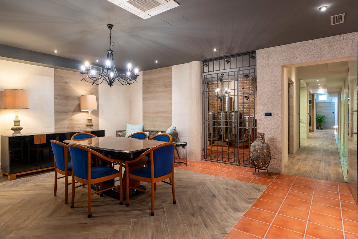 A lounge area with an elegant bar